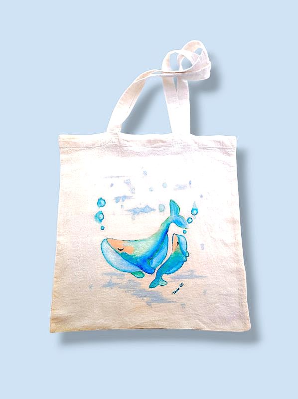 Tote bag Whale love